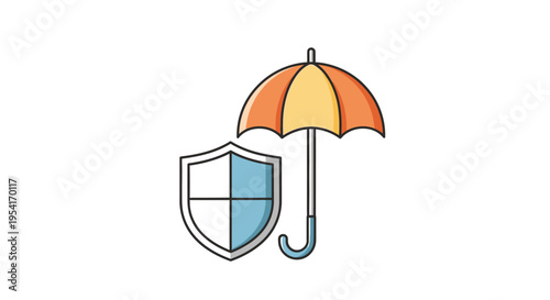 Shield and umbrella symbolize protection and security.