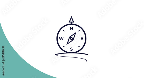 Minimalist compass icon with directional needle on white background.
