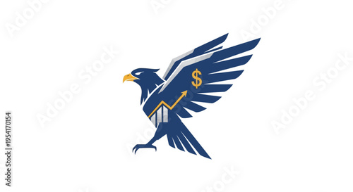 Financial eagle logo with business growth graph and dollar sign icon