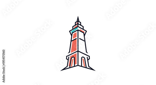 Minimalist lighthouse icon with clean lines and modern nautical design on white background