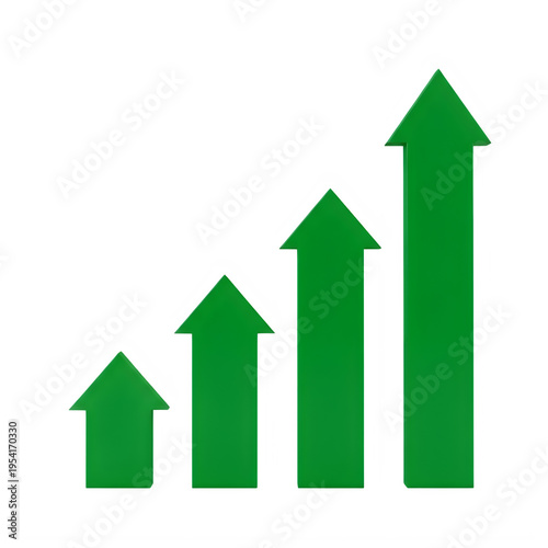 Green Upward Arrows Chart, Growth Bar Graph, Success Trend, Business Increase, Financial Progress, Data Visualization, Positive Direction