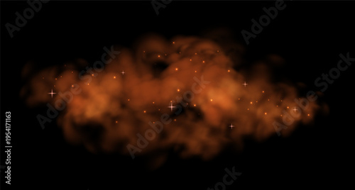 Abstract orange smoke effect with floating sparks .