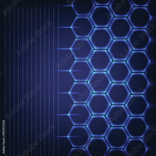 Blue Hexagon Circuit Background - Futuristic Cyber Tech Network & AI Infrastructure also can be use able in flyer background, web backgrounds