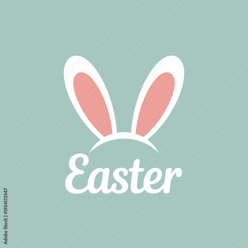 Obraz premium A festive Easter graphic with bunny ears on a pastel background