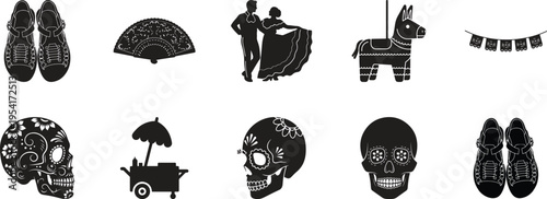 Cinco de mayo celebration icon set mexican independence day symbols