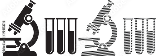 Microscopes and test tubes symbolizing scientific research and experimentation