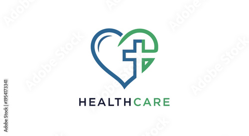 Healthcare logo with heart and cross.