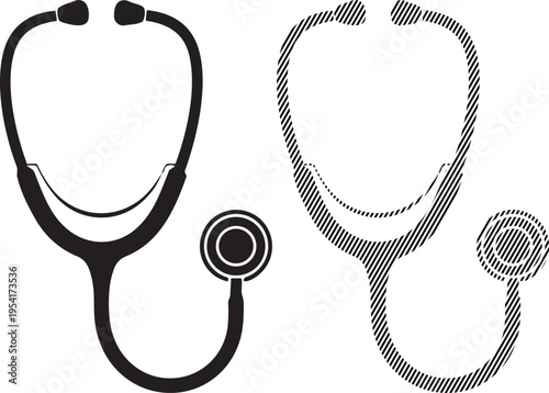 Comparison of traditional and dotted pattern stethoscopes in black and white