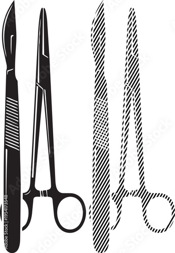Assorted surgical instruments displayed for medical procedures
