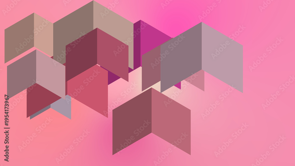 Obraz premium Distraction Free Wallpaper - pastel pinks colors with 3d_cubes style