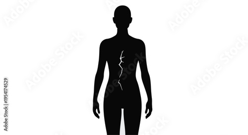 Silhouette of a Woman with a Cracked Heart - Mental Health Concept