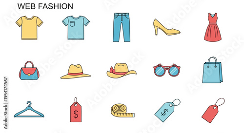 Fashion Clothing and Accessories Icons.