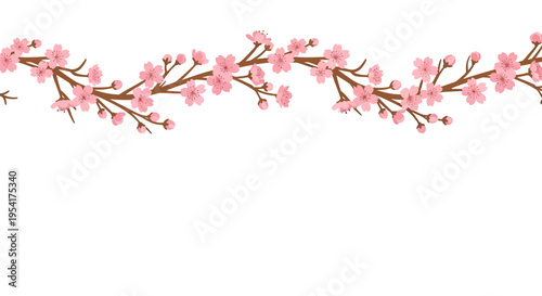 Pink cherry blossoms on brown branches.