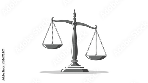 Classic metallic balance scale displayed in a neutral gray color representing justice, equality, and legal systems in professional law environments.
