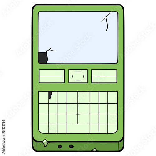 broken qwerty phone illustration hand drawn isolated vector