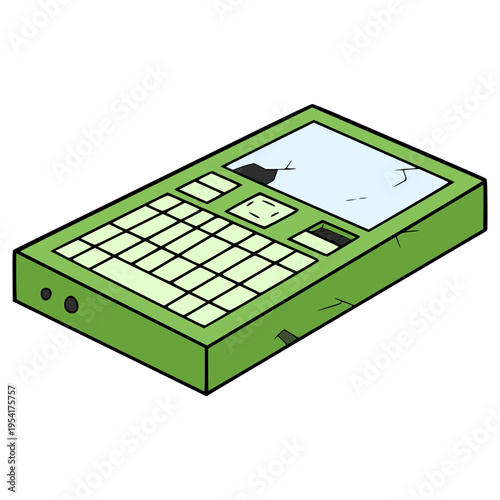 broken qwerty phone illustration hand drawn isolated vector