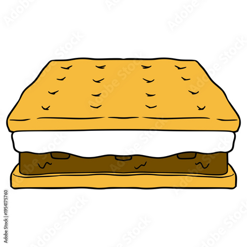 delicious s'more illustration hand drawn isolated vector