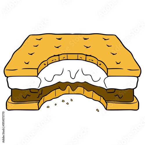 bitten s'more illustration hand drawn isolated vector