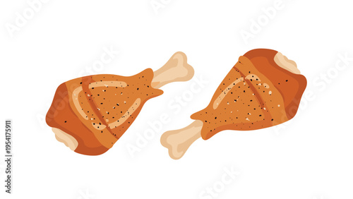 Two pieces of crispy fried chicken drumsticks with visible seasoning and bone ends shown against a plain white background.