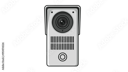Modern silver intercom system with a built-in security camera and speaker grill for residential or commercial building entry.
