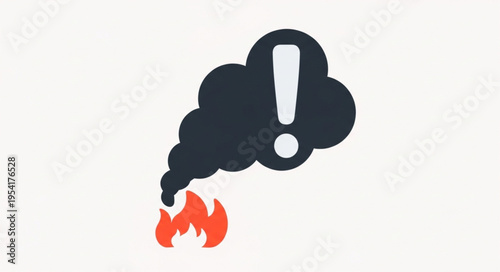 Warning sign of fire and smoke with exclamation mark.