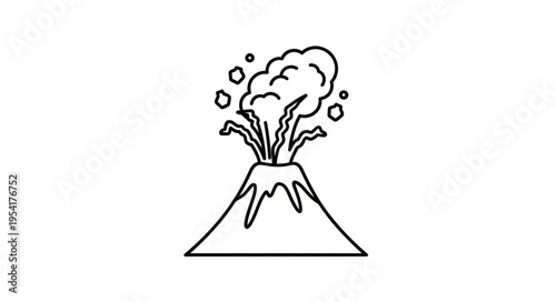 Volcano erupting with smoke and ash illustration.