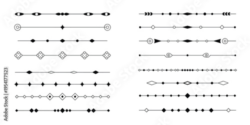 Collection of Decorative Black Line Dividers and Ornaments Keywords: divider, line, separator