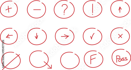 Punctuation marks and symbols in circles
