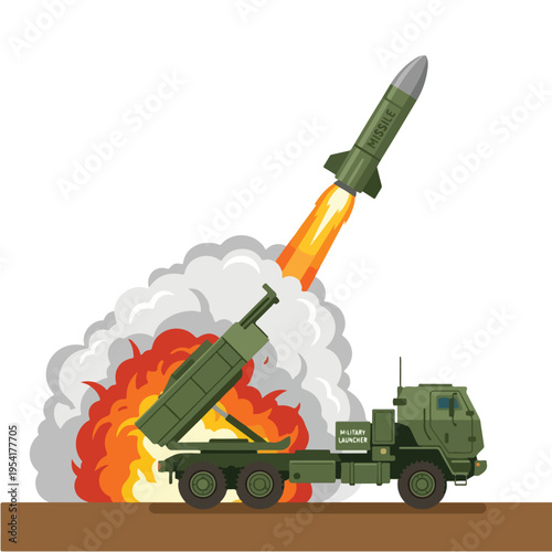 vector flat missile launcher vehicle launching a missile 0010