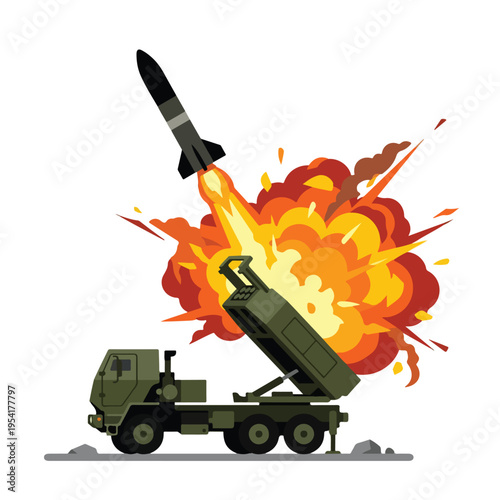 vector flat missile launcher vehicle launching a missile 05