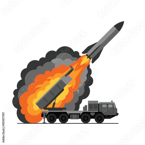 vector flat missile launcher vehicle launching a missile 005