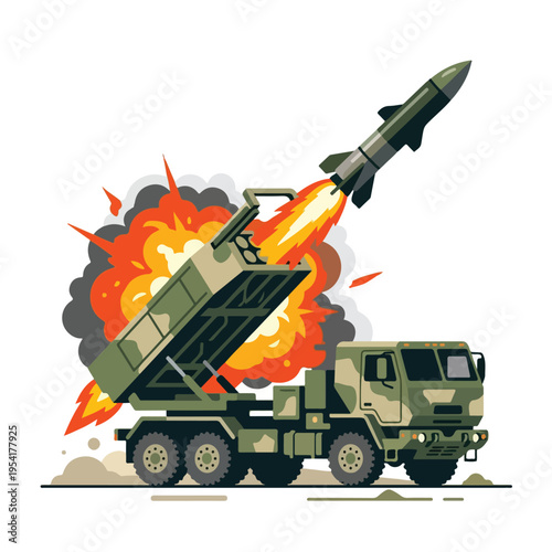 vector flat missile launcher vehicle launching a missile 004