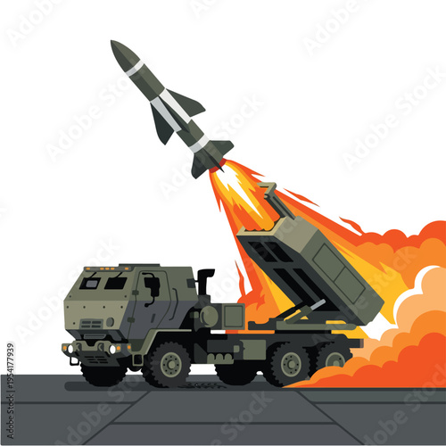 vector flat missile launcher vehicle launching a missile 003