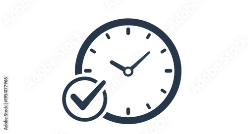 Clock with check mark icon symbolizing time management and punctuality.