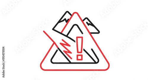 Avalanche Warning Sign Danger Symbol Mountains.