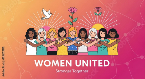 Diverse group of women standing united with arms crossed.