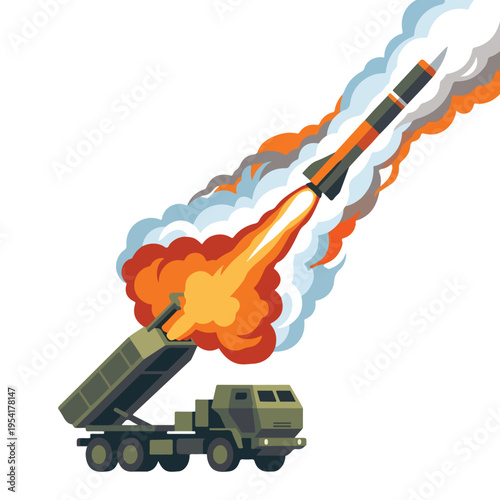 vector flat missile launcher vehicle launching a missile 001