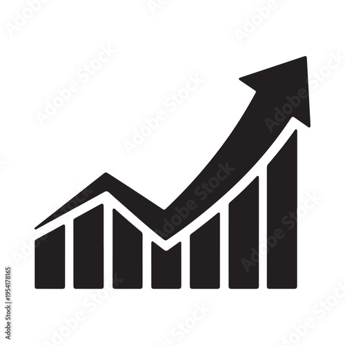 Black Bar Graph With Upward Arrow Showing Growth And Progress Business Analytics Icon