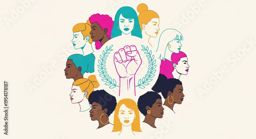 Diverse women united in strength and solidarity illustration.