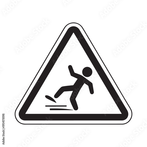 Caution Slipping Hazard Sign Graphic Person Falling Icon on Wet Floor Warning Symbol Safety Alert Pictogram