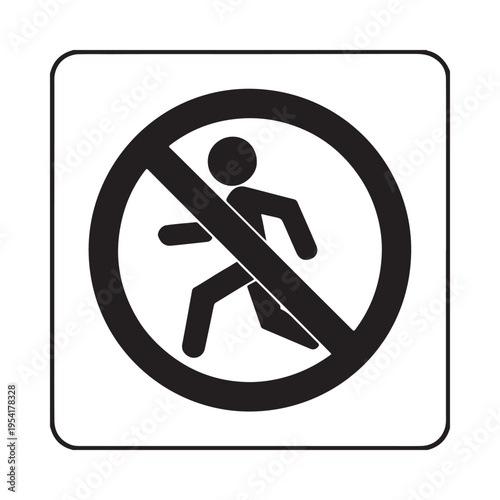 No Entry Symbol with Person Silhouette Inside Circle and Slash on White Background