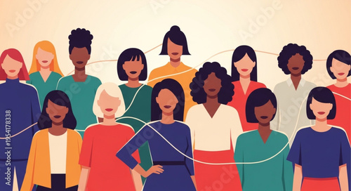 Diverse group of women standing together in solidarity.