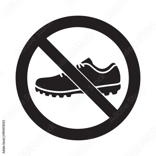 No Soccer Cleats Sign Prohibition Symbol with Athletic Shoe Vector Icon