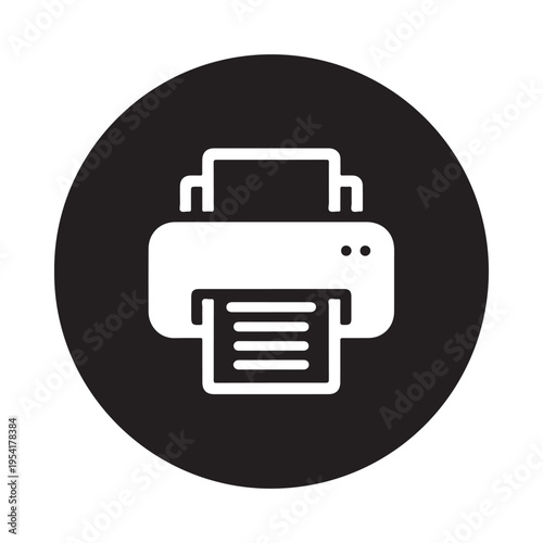 Printer Icon Printing Document Black and White Simple Graphic Element