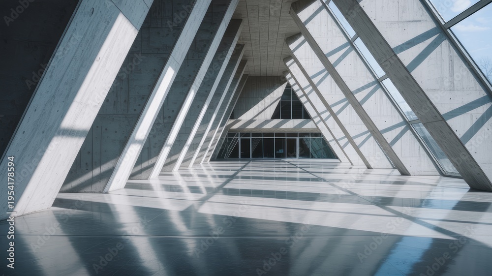 Obraz premium A modern building interior with geometric shapes and natural light