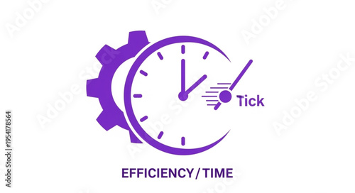 Clock and Gear Icon Representing Efficiency and Time Management.