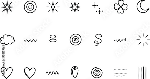 Collection of various abstract and symbolic icons