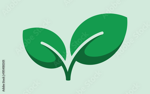 Green minimalist plant leaf logo icon design vector isolated on white background for eco nature growth