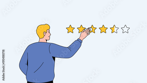 Satisfied customer gives a high product rating by placing a gold star to complete a four and a half star review score.