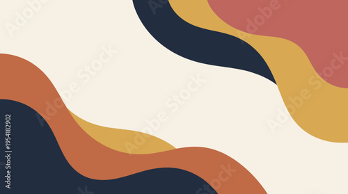Abstract flowing waves of warm colors on a light background, modern design